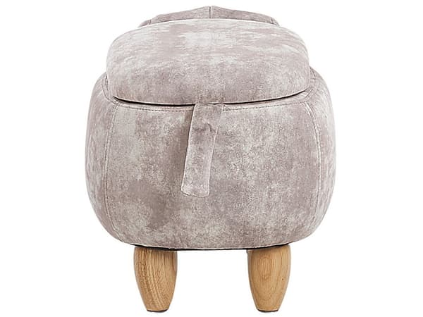 Barn Djurpall Beige Sammet med Förvaring Träben Barn Sittplats