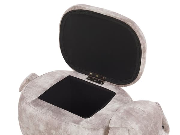 Barn Djurpall Beige Sammet med Förvaring Träben Barn Sittplats