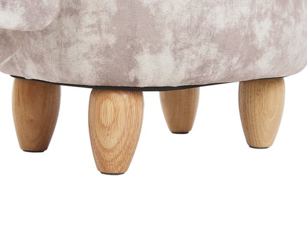 Barn Djurpall Beige Sammet med Förvaring Träben Barn Sittplats