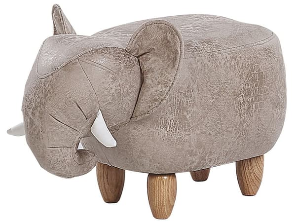 Barn Djurpall Grå Tyg Läder-liknande Elefant Fotpall med Förvaring Barnrum