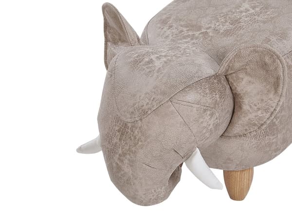 Barn Djurpall Grå Tyg Läder-liknande Elefant Fotpall med Förvaring Barnrum