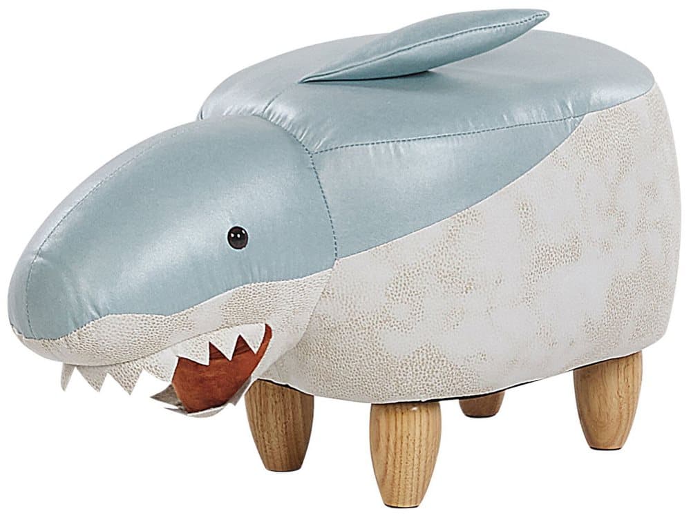 Sittpuff blå/vit SHARK