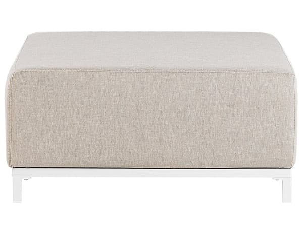 Fotpall Beige Polyester Vit Aluminiumben Metallram Utomhus och inomhus Vattentålig