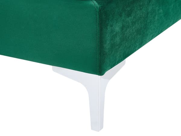 Fodskammel Grøn Velour Polstret 85 x 85 cm Firkantet Moderne Glam Design Puf Skammel Fodstøtte Siddepuf Sæde Boligindretning Stue Soveværelse