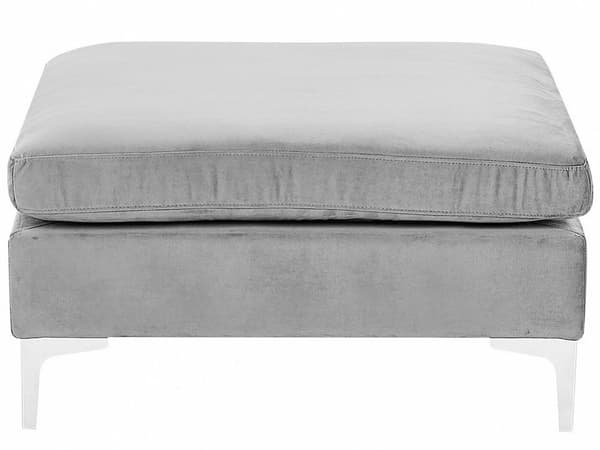 Fodskammel Grå Velour Polstret 85 x 85 cm Firkantet Moderne Glam Design Puf Skammel Fodstøtte Siddepuf Sæde Boligindretning Stue Soveværelse