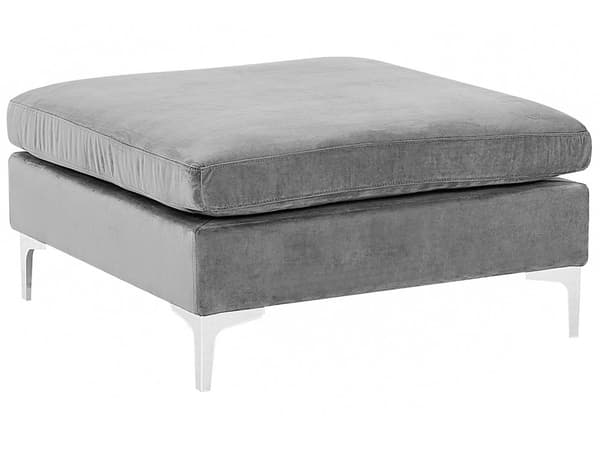 Fodskammel Grå Velour Polstret 85 x 85 cm Firkantet Moderne Glam Design Puf Skammel Fodstøtte Siddepuf Sæde Boligindretning Stue Soveværelse