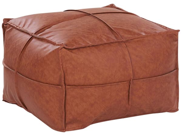 Puf Brun Kunstlæder Bomuld EPS Kugler 60 x 45 cm Firkantet Moderne Rustik Design Skammel Fodstøtte Stue Indretning Boligindretning Soveværelse