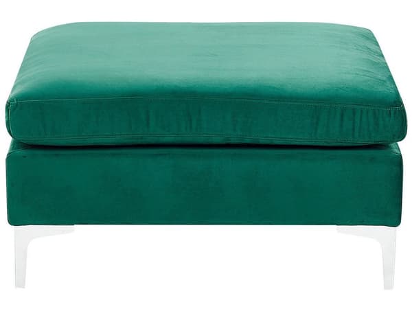 Ottoman Grön Sammet med förvaring Silver Metallben Glamourstil