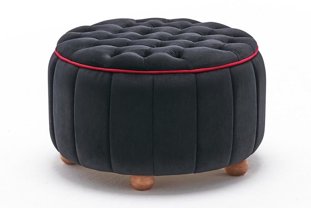 YALDARA Sittpuff Svart/Natur