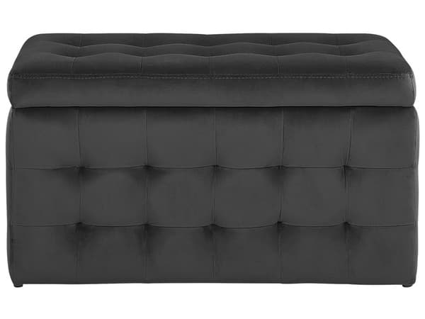 Rahi musta sametti verhoiltu 72 x 42 x 40 cm säilytystilalla tuftattu suorakulmio retro glamour tyyli