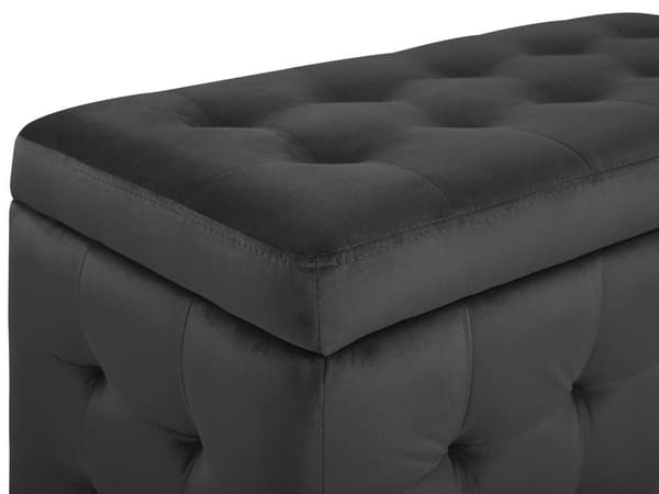 Rahi musta sametti verhoiltu 72 x 42 x 40 cm säilytystilalla tuftattu suorakulmio retro glamour tyyli