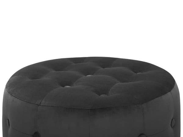 Fotpall Svart Sammet Rund Tuftad Glam
