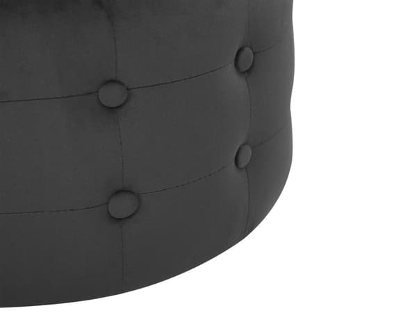 Fotpall Svart Sammet Rund Tuftad Glam