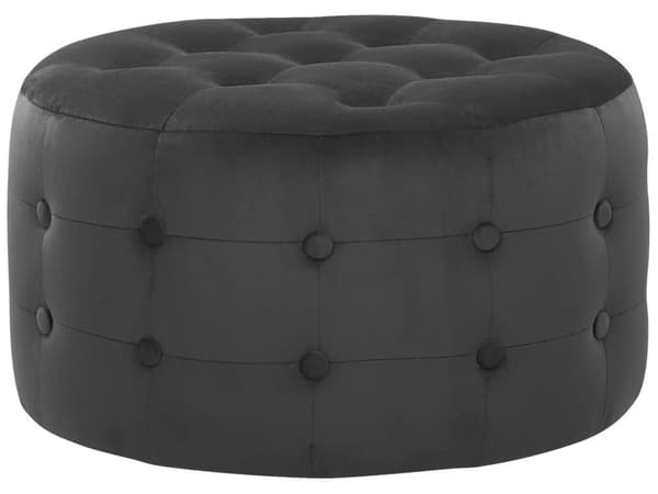 Fotpall Svart Sammet Rund Tuftad Glam