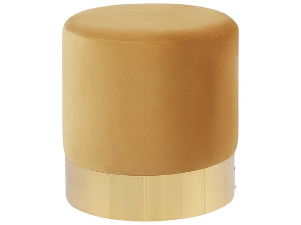Fotpall Gul Sammet Rund Puff Glam
