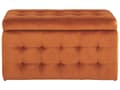Miniatyrbillede 4 af 8: Skammel Orange Velour Tuftet Polstring Sengebænk med Opbevaring