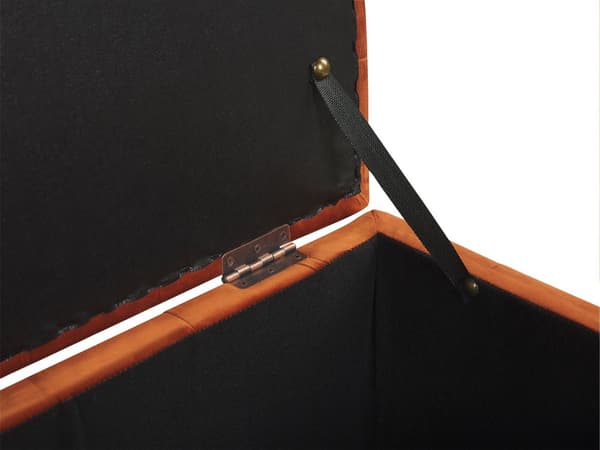 Skammel Orange Velour Tuftet Polstring Sengebænk med Opbevaring