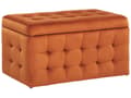 Miniatyrbillede 1 af 8: Skammel Orange Velour Tuftet Polstring Sengebænk med Opbevaring