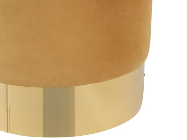 Puf Polyester Velour Sort Guld ø 39 cm Rund Moderne Glam Design Skammel Fodskammel Fodstøtte Sæde Boligindretning Hjem Stue Soveværelse Møbel
