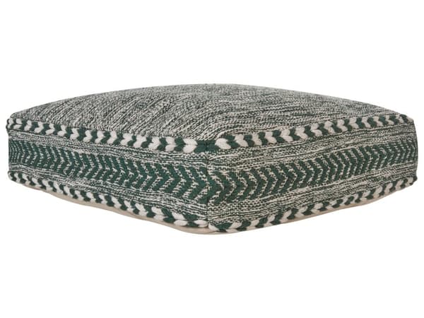Golvkudde Grön och Vit Bomull 60 x 60 x 12 cm Geometriskt mönster Fyrkantig Boho Modern Tyg Sittpuff