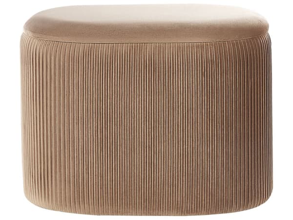 Rahi beige sametti verhoiltu puu 55 x 35 x 41 cm säilytystilalla ovaali tikattu moderni glamour tyyli
