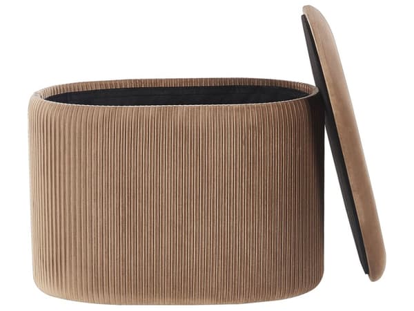 Rahi beige sametti verhoiltu puu 55 x 35 x 41 cm säilytystilalla ovaali tikattu moderni glamour tyyli