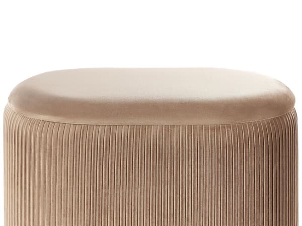 Rahi beige sametti verhoiltu puu 55 x 35 x 41 cm säilytystilalla ovaali tikattu moderni glamour tyyli