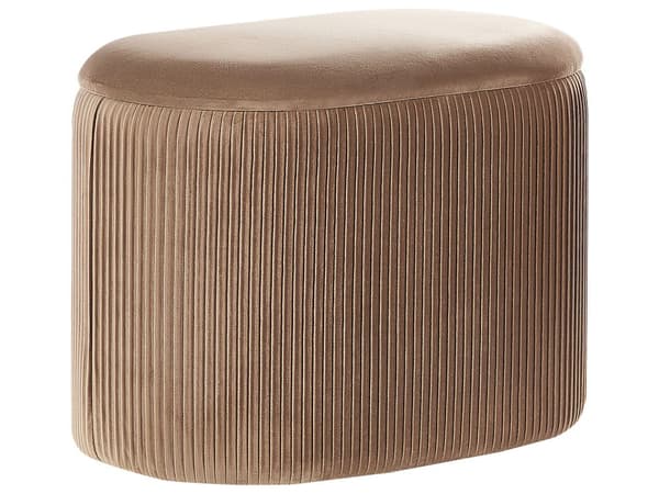 Rahi beige sametti verhoiltu puu 55 x 35 x 41 cm säilytystilalla ovaali tikattu moderni glamour tyyli