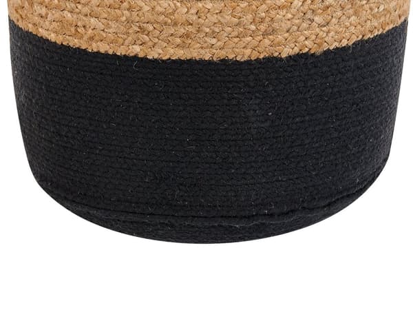 Puff Schäslong Svart Jute EPS Kulor Fyllning Rund 46 cm Boho Stil