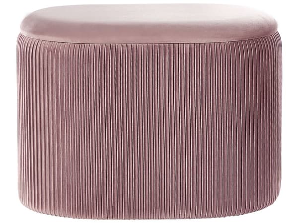 Puff Rosa Sammet Glamour Förvaring Fotpall Vardagsrum Sovrum
