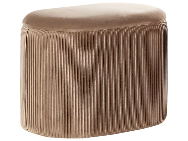 Puff Beige Sammet Glamour Förvaring Fotpall Vardagsrum Sovrum
