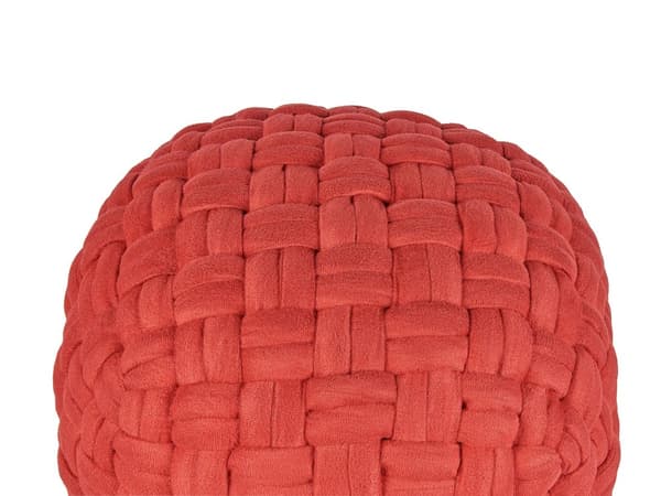 Rahi punainen 45 x 35 x 45 cm sametti käsintehty pyöreä polystyreenihelmitäyte
