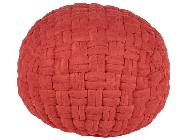 Rahi punainen 45 x 35 x 45 cm sametti käsintehty pyöreä polystyreenihelmitäyte