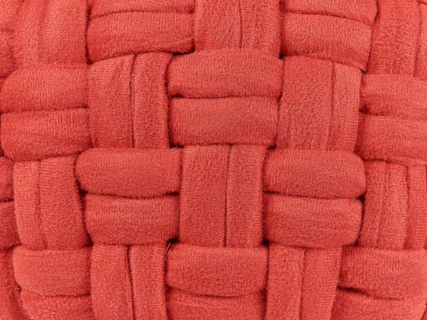 Rund Rød Velour Puf 45 x 35 cm Rund Håndlavet Flettet Fodstøtte