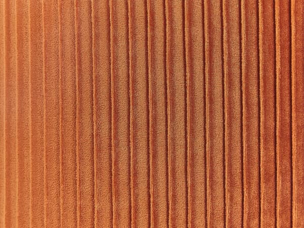 Puf Orange Velour Skumfyld sæt 44 / 38 cm Rund Rillet Polstret Skammel Møbel Opbevaring Sølv Ring Stue Soveværelse Indretning Design Tilbehør