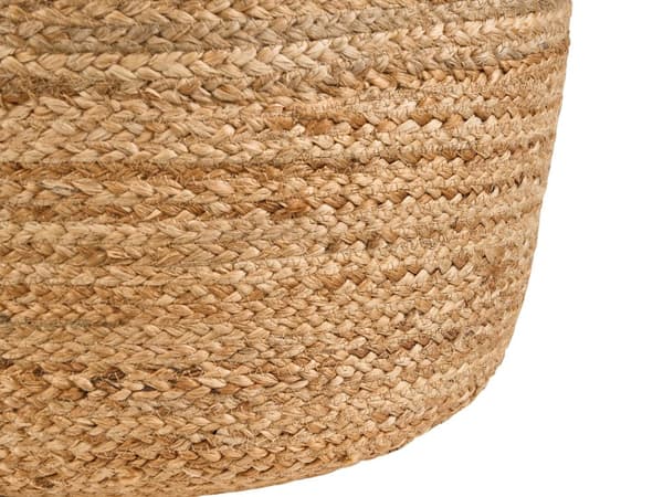 Puf Beige Bomuld Jute og EPS Kugle Fyld ø 46 cm Rund Boho Flettet Siddepuf Tilbehør til Stue Soveværelse Boligindretning Skandinavisk