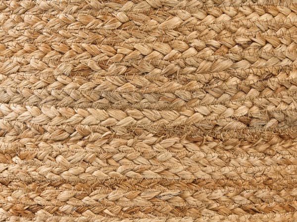 Puf Beige Bomuld Jute og EPS Kugle Fyld ø 46 cm Rund Boho Flettet Siddepuf Tilbehør til Stue Soveværelse Boligindretning Skandinavisk