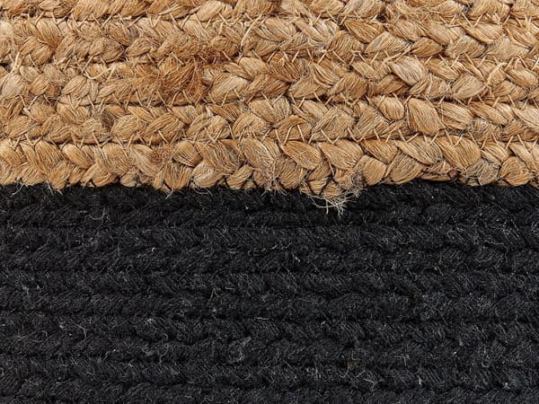 Puf Beige Sort og Bomuld Jute EPS Kugle Fyld ø 46 cm Rund Boho Flettet Siddepuf Tilbehør til Stue Soveværelse Boligindretning Skandinavisk