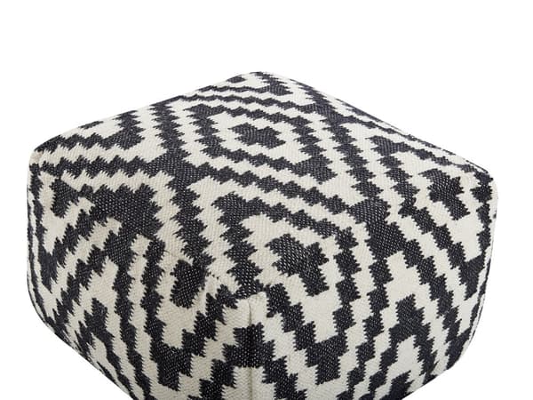 Skammel Sort og Hvid Uld EPS Perler Fyld Firkantet 56 x 56 cm Moderne Stil