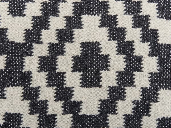 Skammel Sort og Hvid Uld EPS Perler Fyld Firkantet 56 x 56 cm Moderne Stil