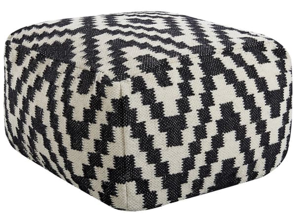 Skammel Sort og Hvid Uld EPS Perler Fyld Firkantet 56 x 56 cm Moderne Stil