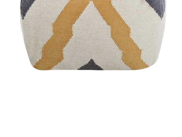 Sittpuff Beige och Gul Ull Stickad Boho Rustik