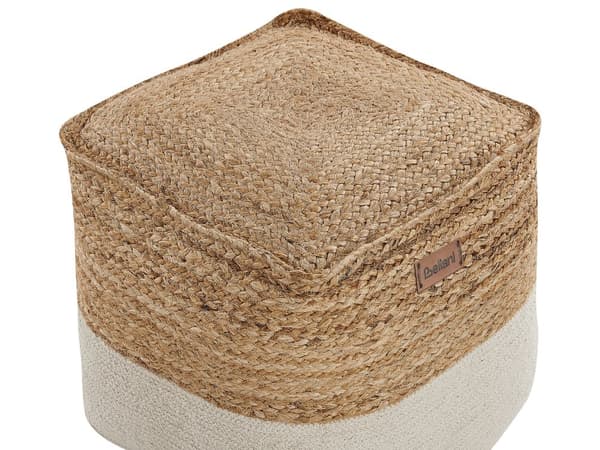 Sittpuff Schäslong Beige Jute EPS Kulor Fyllning Fyrkantig 44 x 44 cm Boho Stil