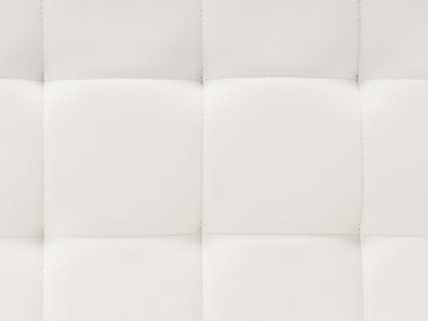 Ottoman Fodskammel Hvid Kunstlæder med Skumfyld og Sølv Krom Metalben 41 x 80 x 80 cm Klassisk Moderne Tuftet Siddeplads Stueindretning