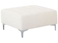 Miniatyrbillede 1 af 7: Ottoman Fodskammel Hvid Kunstlæder med Skumfyld og Sølv Krom Metalben 41 x 80 x 80 cm Klassisk Moderne Tuftet Siddeplads Stueindretning