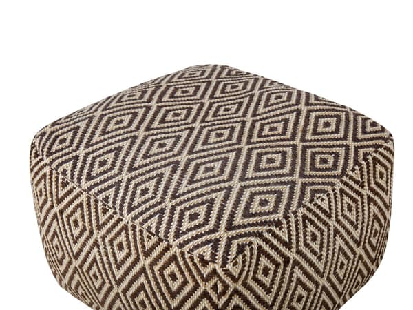Puff Svart och Vit Ull Geometriskt mönster Fyrkantig Boho Modern fotpall Stoppad sits