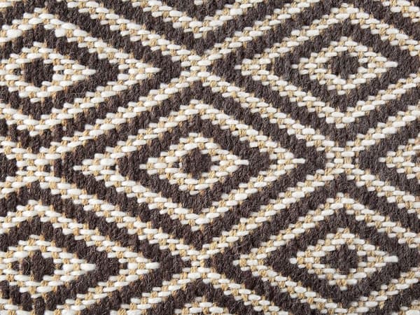 Puff Svart och Vit Ull Geometriskt mönster Fyrkantig Boho Modern fotpall Stoppad sits