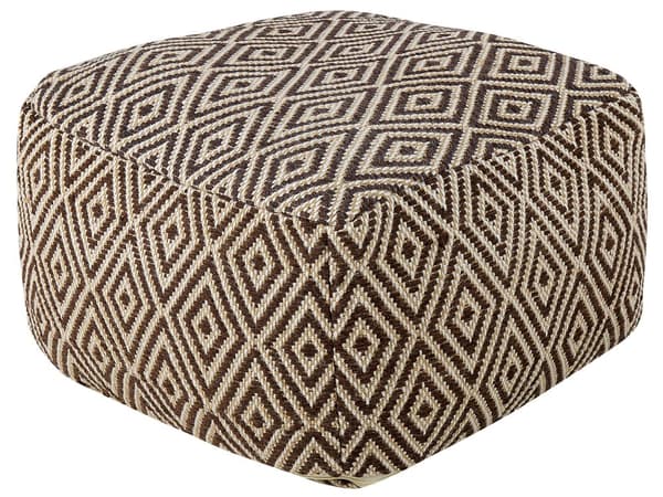 Puff Svart och Vit Ull Geometriskt mönster Fyrkantig Boho Modern fotpall Stoppad sits
