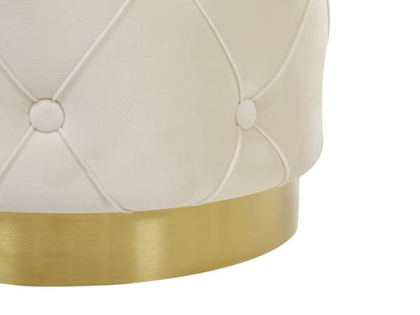 Sett med Oppbevaringspuffer Hvit Polyester Fløyel Knappetuftet Polstring Gyllen Sokkel Retro Design