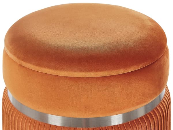 Sett med 2 puffer oransje velour glam metalldetaljer lagringsplass stue soverom